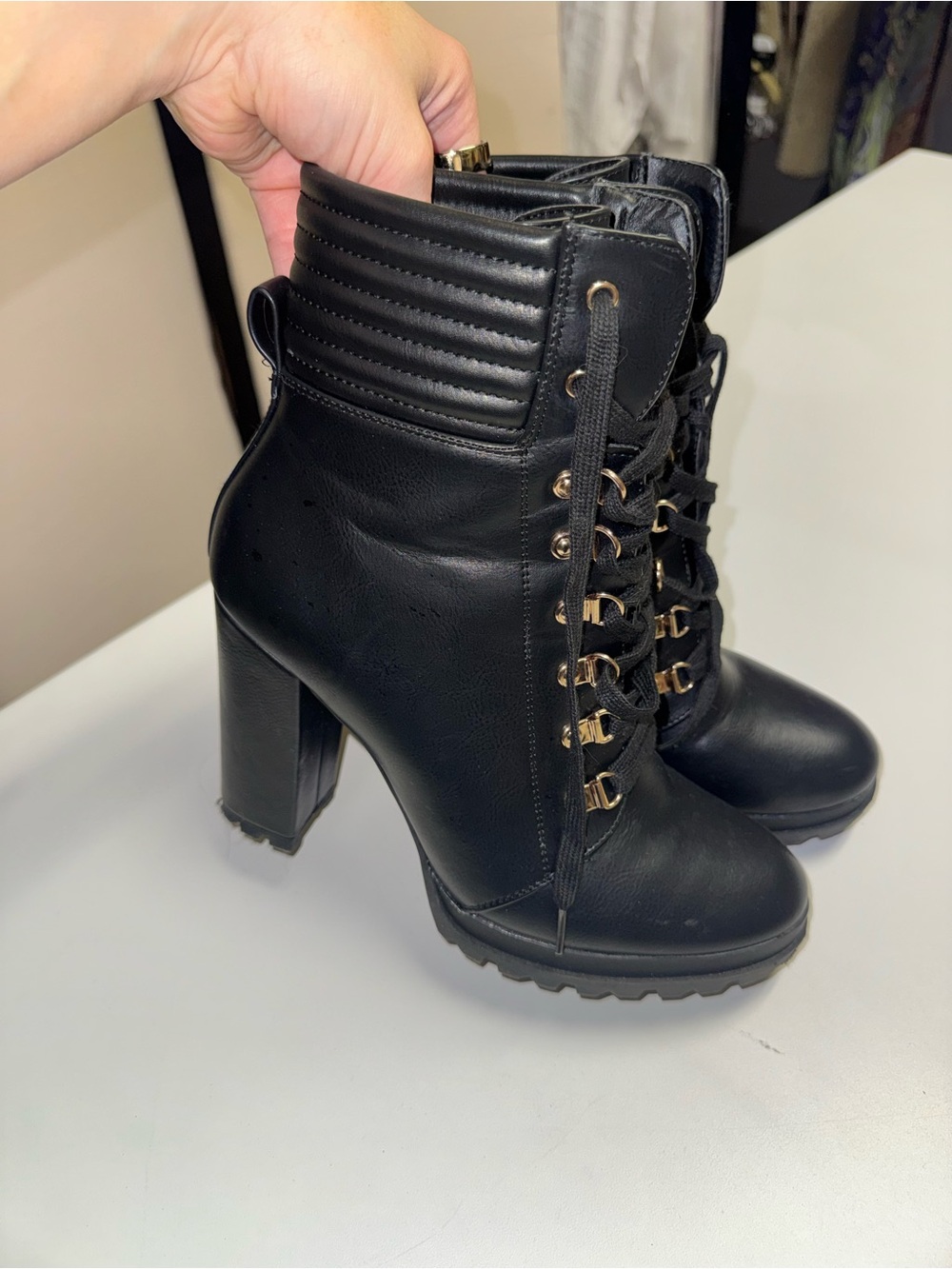 Black Lace-Up Combat Boots